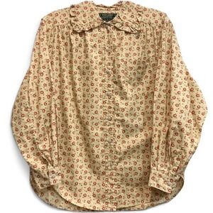 Vintage Ralph Lauren Country Rose Calico Prairie Shirt Ruffle Collar 10 M / L